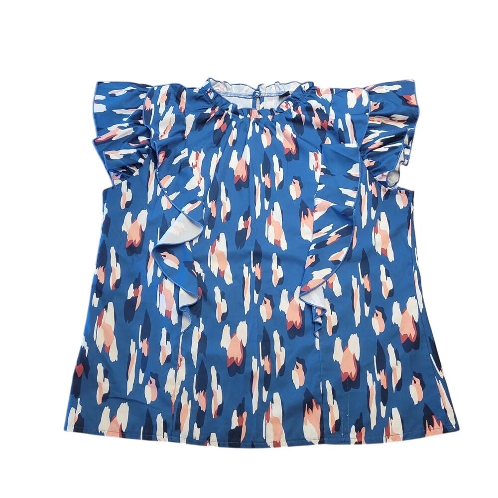 Clasi Printed Blouse Flutter Sleeve Boho Large